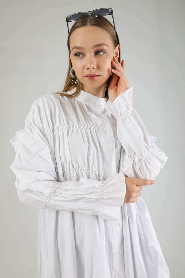 Büzgülü Gömlek Beyaz - 3