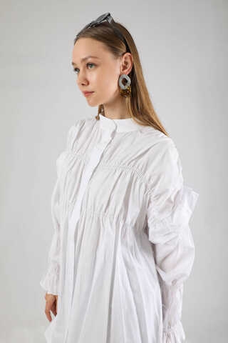 Büzgülü Gömlek Beyaz - 5