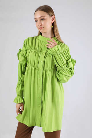 Büzgülü Gömlek Fıstık Yeşili - 2