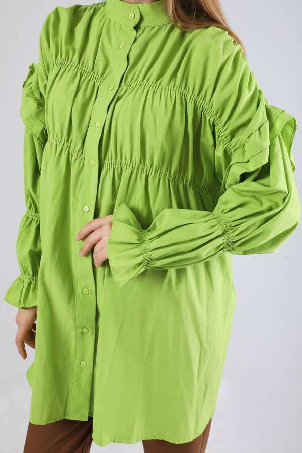 Büzgülü Gömlek Fıstık Yeşili - 3