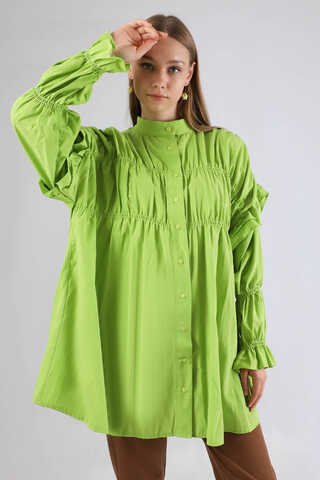 Büzgülü Gömlek Fıstık Yeşili - 4