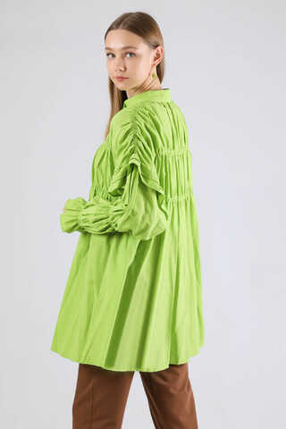 Büzgülü Gömlek Fıstık Yeşili - 5