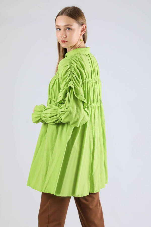 Büzgülü Gömlek Fıstık Yeşili - 5
