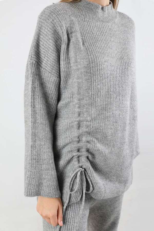 Büzgülü İspanyol Paça Triko Takım Gri - 4