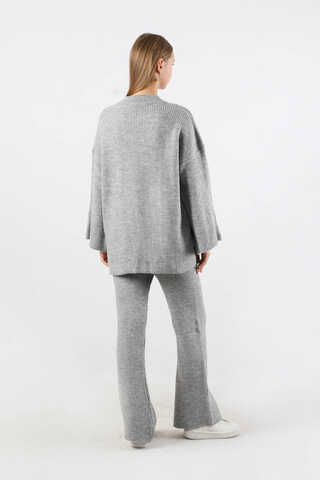 Büzgülü İspanyol Paça Triko Takım Gri - 6