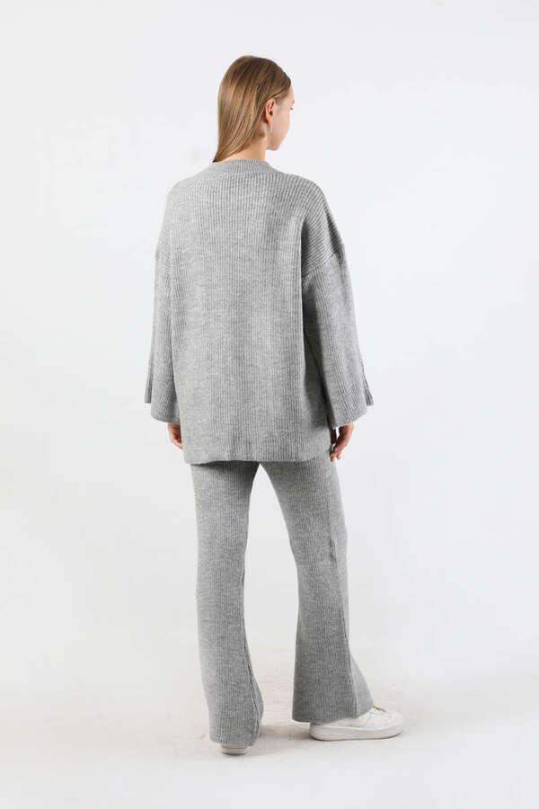 Büzgülü İspanyol Paça Triko Takım Gri - 6