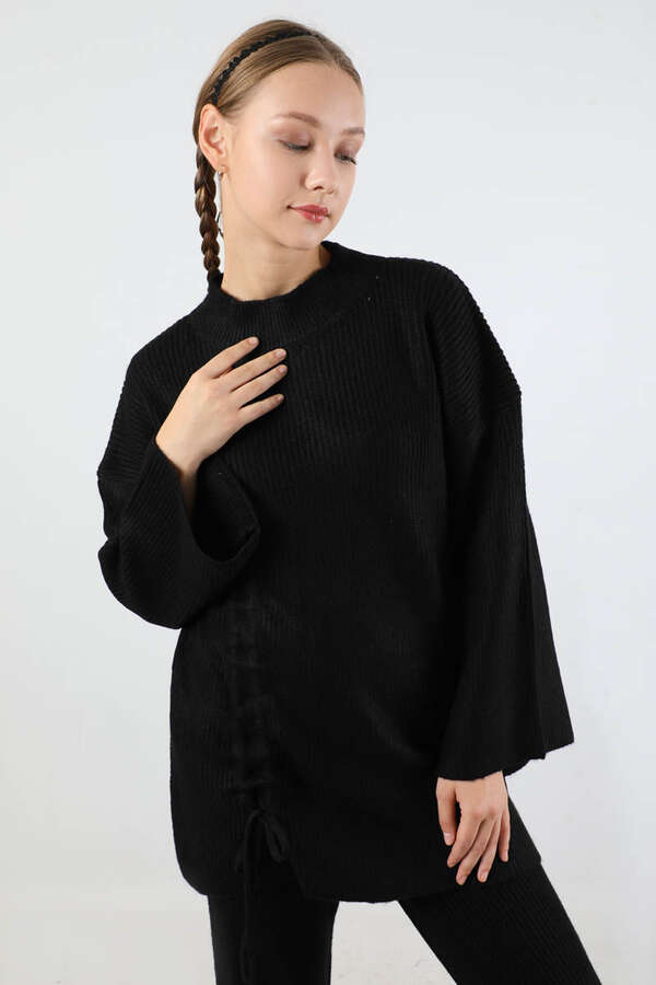 Büzgülü İspanyol Paça Triko Takım Siyah - 2