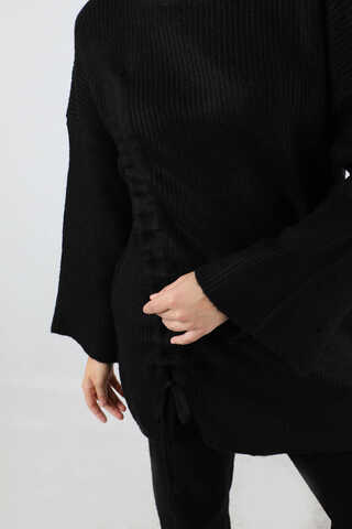 Büzgülü İspanyol Paça Triko Takım Siyah - 4