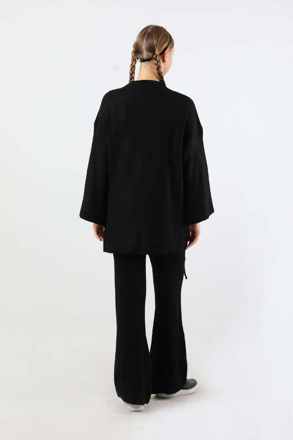 Büzgülü İspanyol Paça Triko Takım Siyah - 6