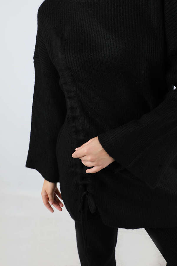 Büzgülü İspanyol Paça Triko Takım Siyah - 4