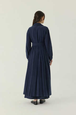 Büzgülü Modal Trençkot Lacivert - 3