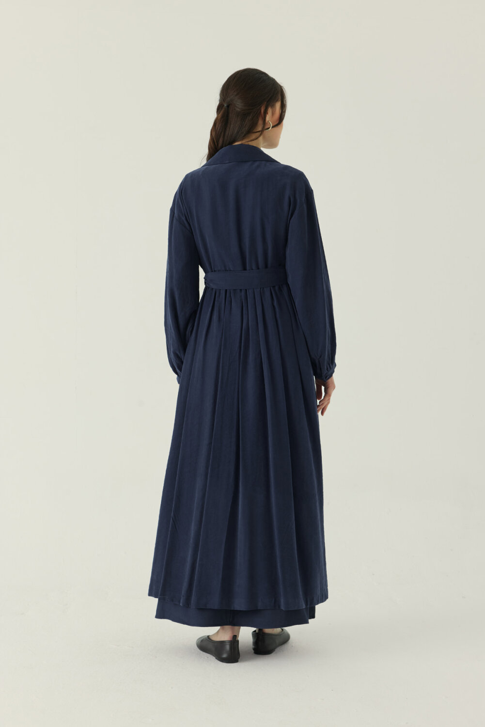 Büzgülü Modal Trençkot Lacivert - 3