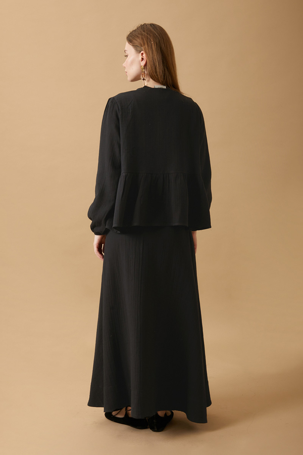 Büzgülü Müslin Etek Takım Siyah - 6