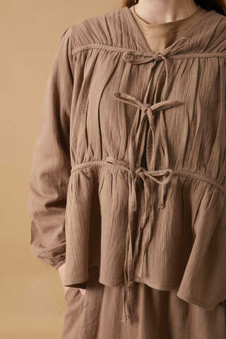 Büzgülü Müslin Etek Takım Vizon - 3