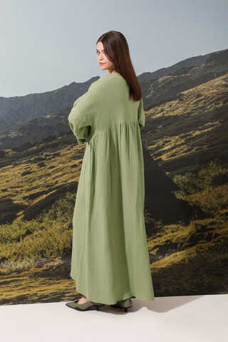 Büzgülü Salaş Müslin Elbise Mint - 6