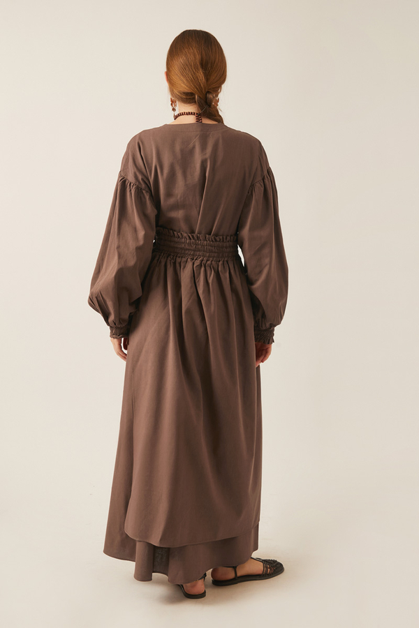 Çağıl Elbise Kahverengi - 8