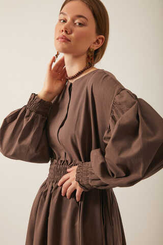 Çağıl Elbise Kahverengi - 1