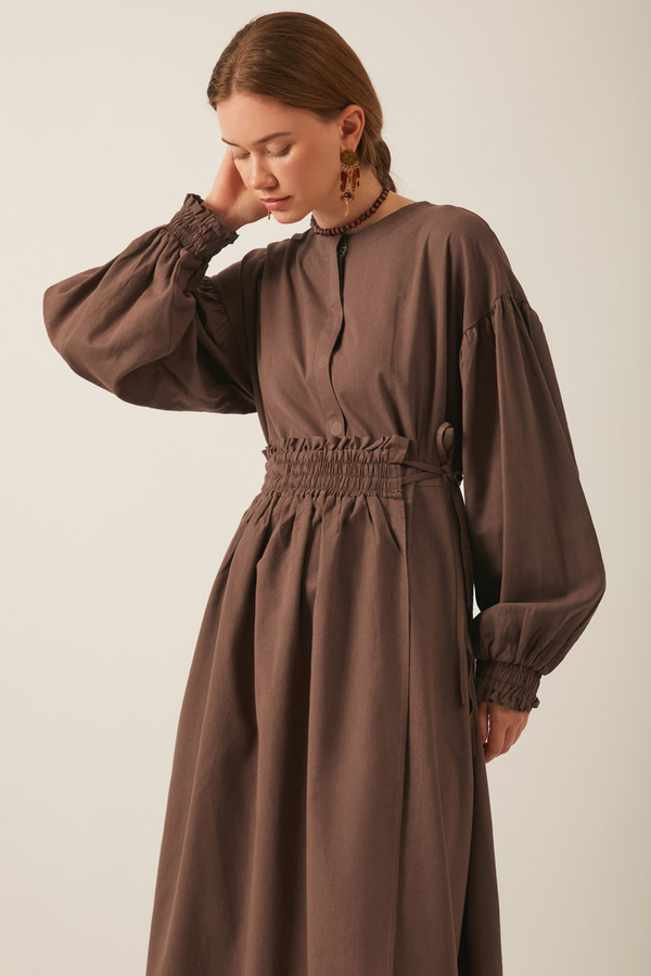 Çağıl Elbise Kahverengi - 5