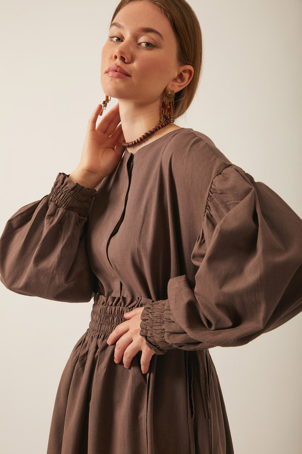 Çağıl Elbise Kahverengi - 1