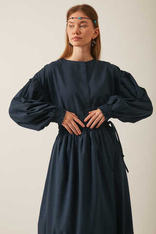 Çağıl Elbise Lacivert - 4