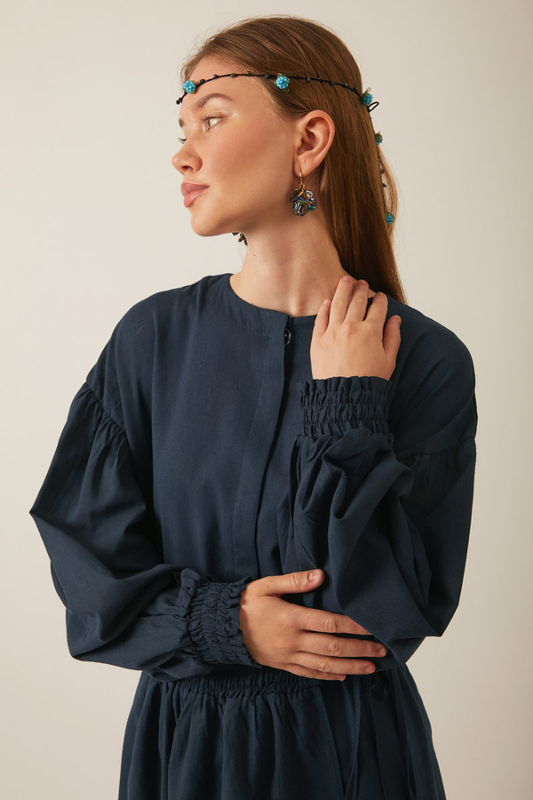 Çağıl Elbise Lacivert - 6