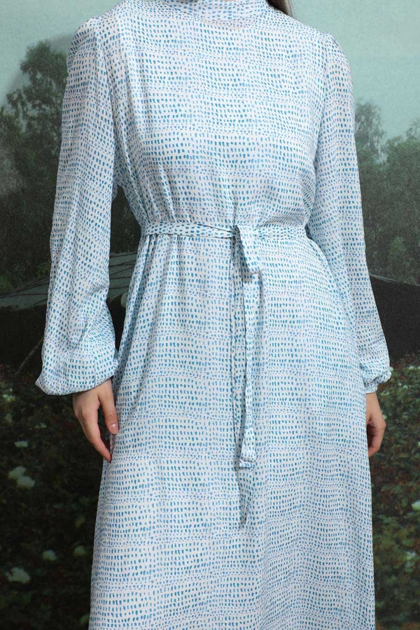 Çakıl Taşı Desen Elbise Bebe Mavisi - 4