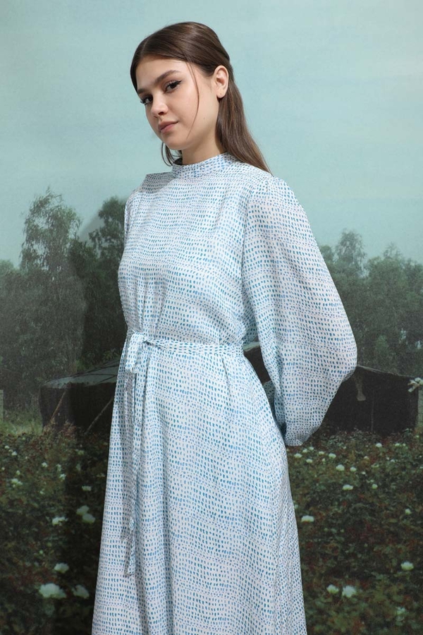 Çakıl Taşı Desen Elbise Bebe Mavisi - 5