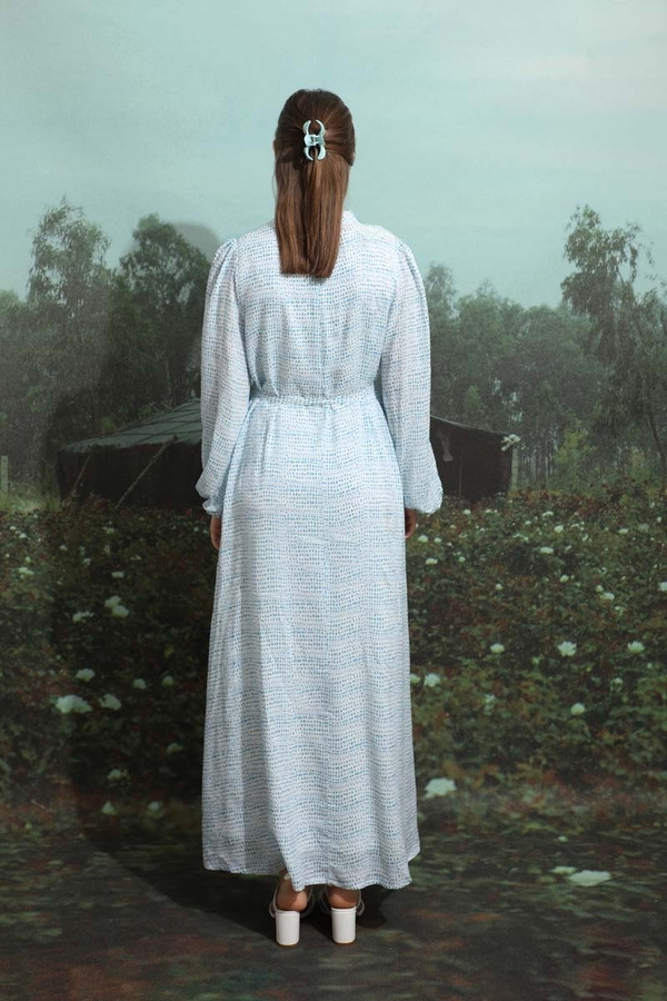 Çakıl Taşı Desen Elbise Bebe Mavisi - 6