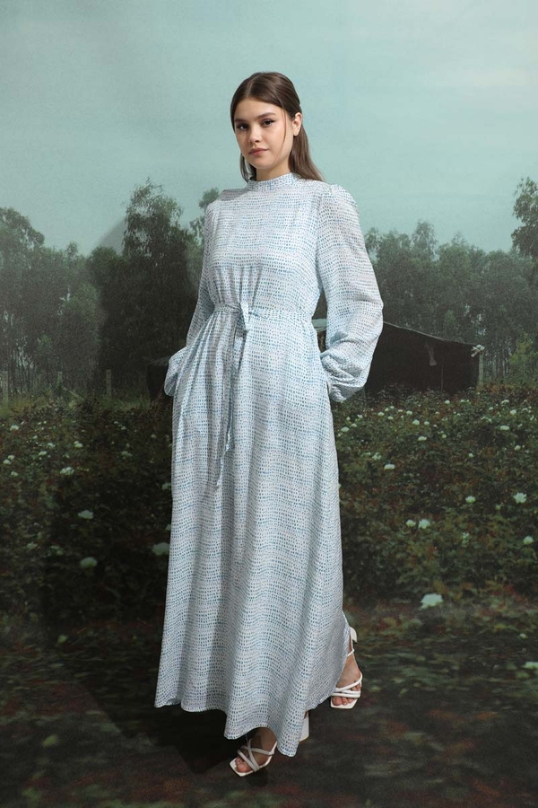 Çakıl Taşı Desen Elbise Bebe Mavisi - 3