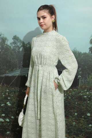 Çakıl Taşı Desen Elbise Haki - 5