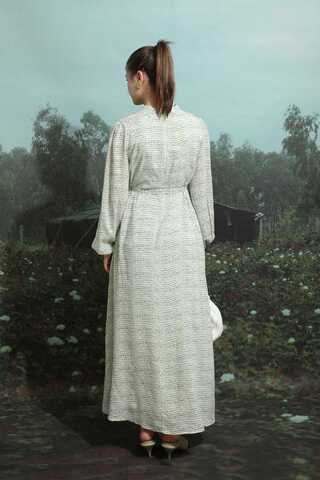 Çakıl Taşı Desen Elbise Haki - 6