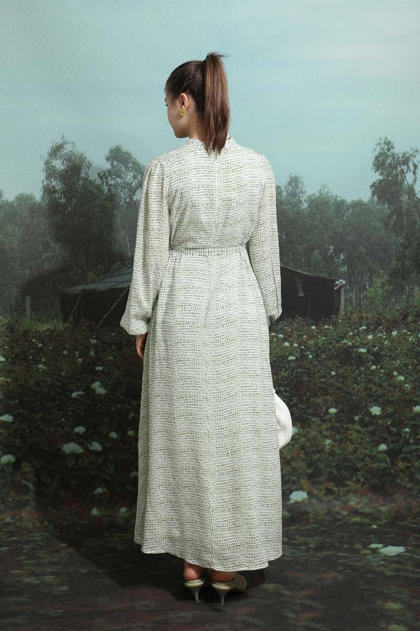 Çakıl Taşı Desen Elbise Haki - 6