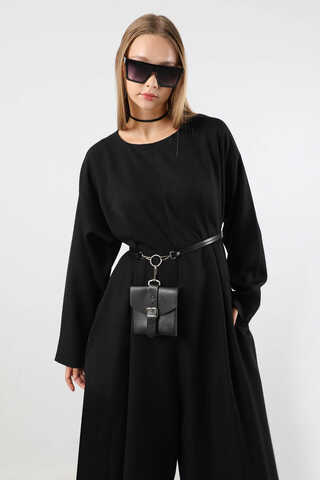 Çanta Aksesuarlı Oversize Tulum Siyah - 2