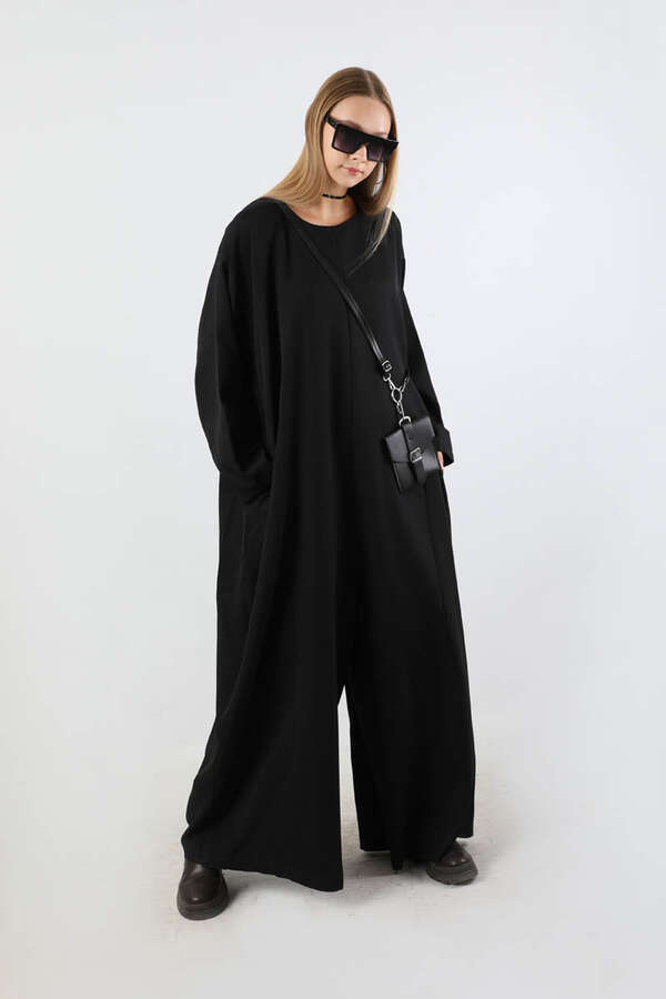 Çanta Aksesuarlı Oversize Tulum Siyah - 3