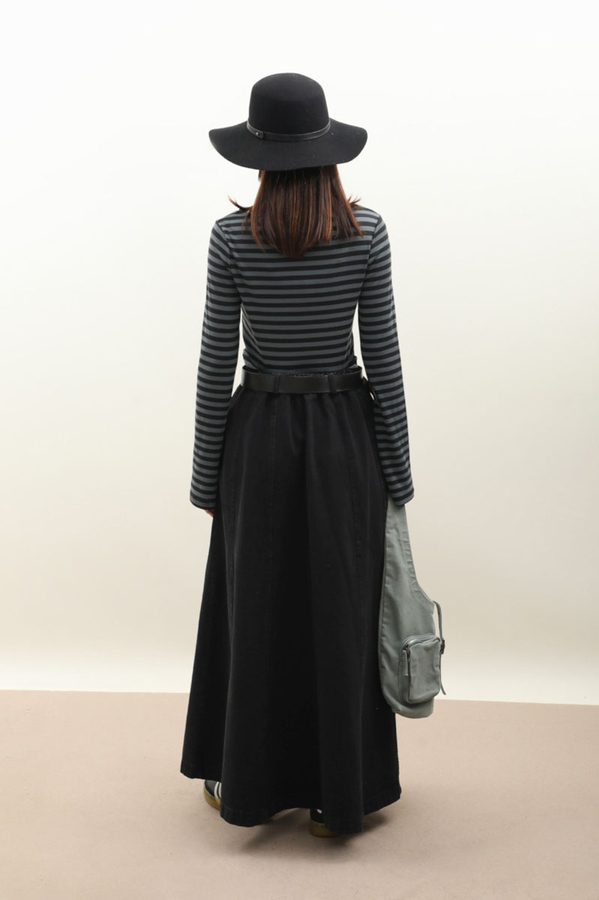 Çanta Kemerli Denim Etek Siyah - 15