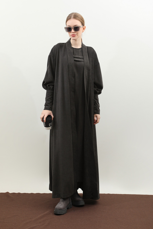 Çantalı Abaya Takım Antrasit - 4