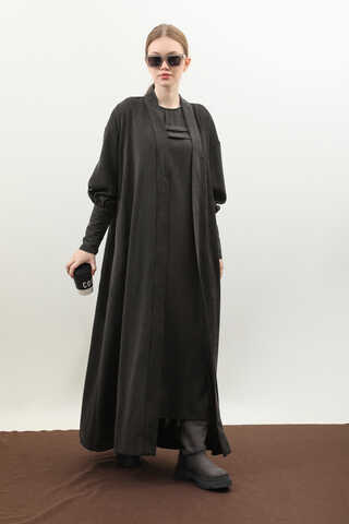 Çantalı Abaya Takım Antrasit - 5