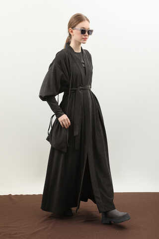 Çantalı Abaya Takım Antrasit - 8
