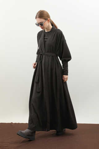 Çantalı Abaya Takım Antrasit - 10