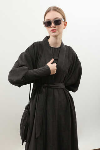 Çantalı Abaya Takım Antrasit - 11