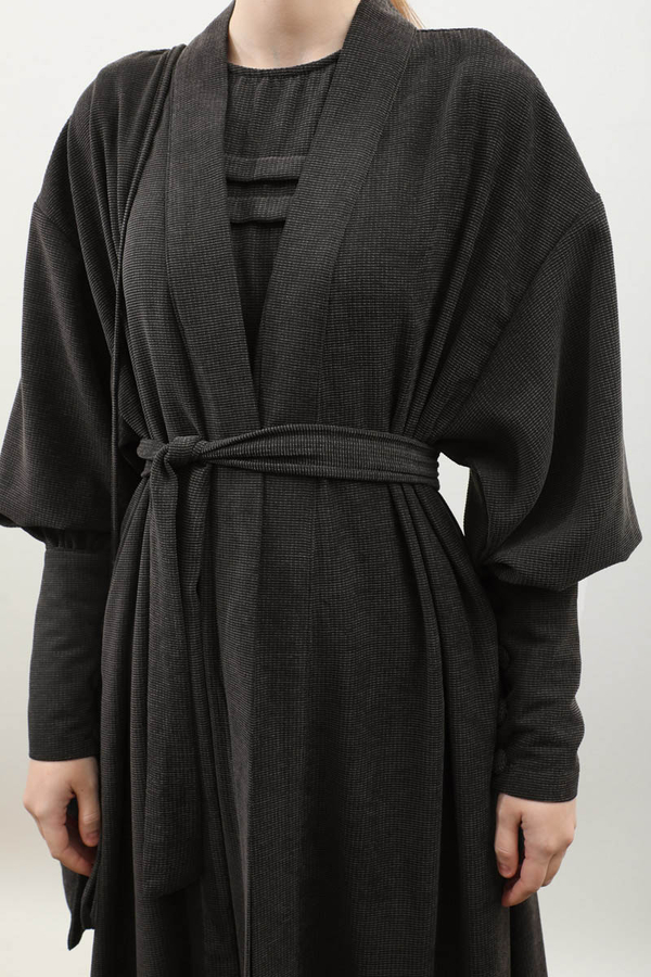Çantalı Abaya Takım Antrasit - 13