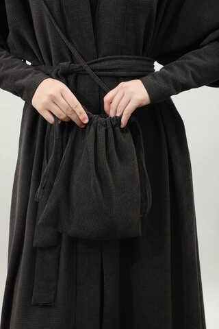 Çantalı Abaya Takım Antrasit - 14