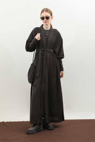 Çantalı Abaya Takım Antrasit - 7