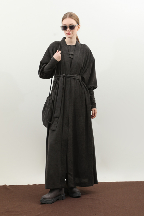 Çantalı Abaya Takım Antrasit - 7