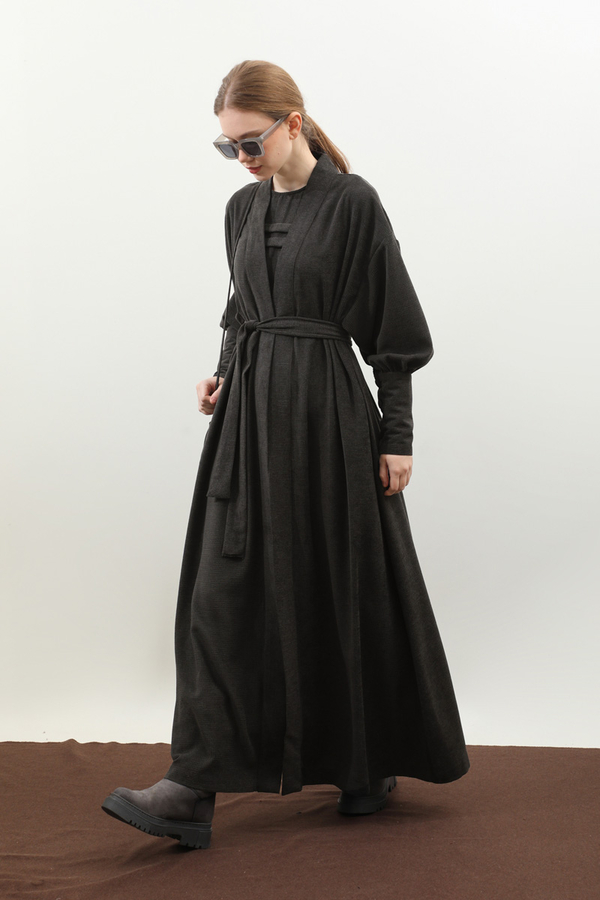 Çantalı Abaya Takım Antrasit - 10