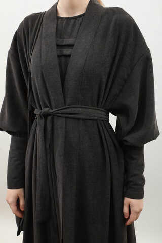 Çantalı Abaya Takım Antrasit - 13