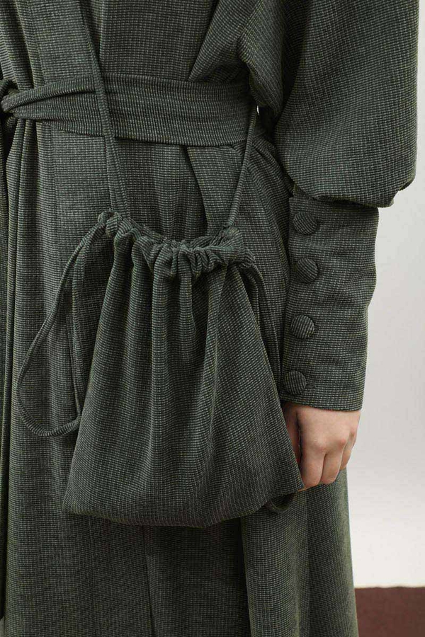 Çantalı Abaya Takım Koyu Yeşil - 13