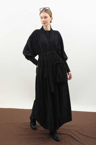 Çantalı Abaya Takım Siyah - 5