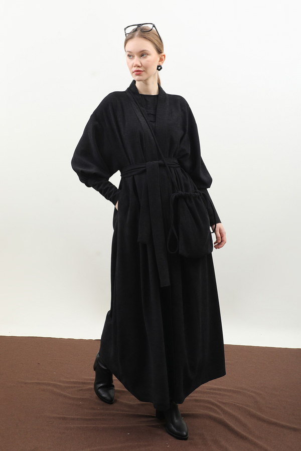 Çantalı Abaya Takım Siyah - 5