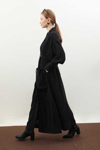 Çantalı Abaya Takım Siyah - 12